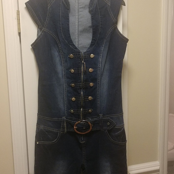 Denim stretch jumpsuit - Picture 5 of 10